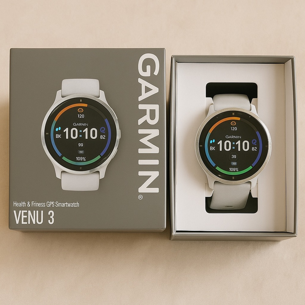 Garmin Venu 3 GPS Smartwatch - Silver and White